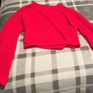 bright pink cropped sweater